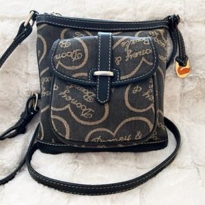 Dooney & Bourke Vintage Signature Black Canvas Heart with Leather Trim Crossbody